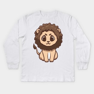 cute lion sitting illustration Kids Long Sleeve T-Shirt